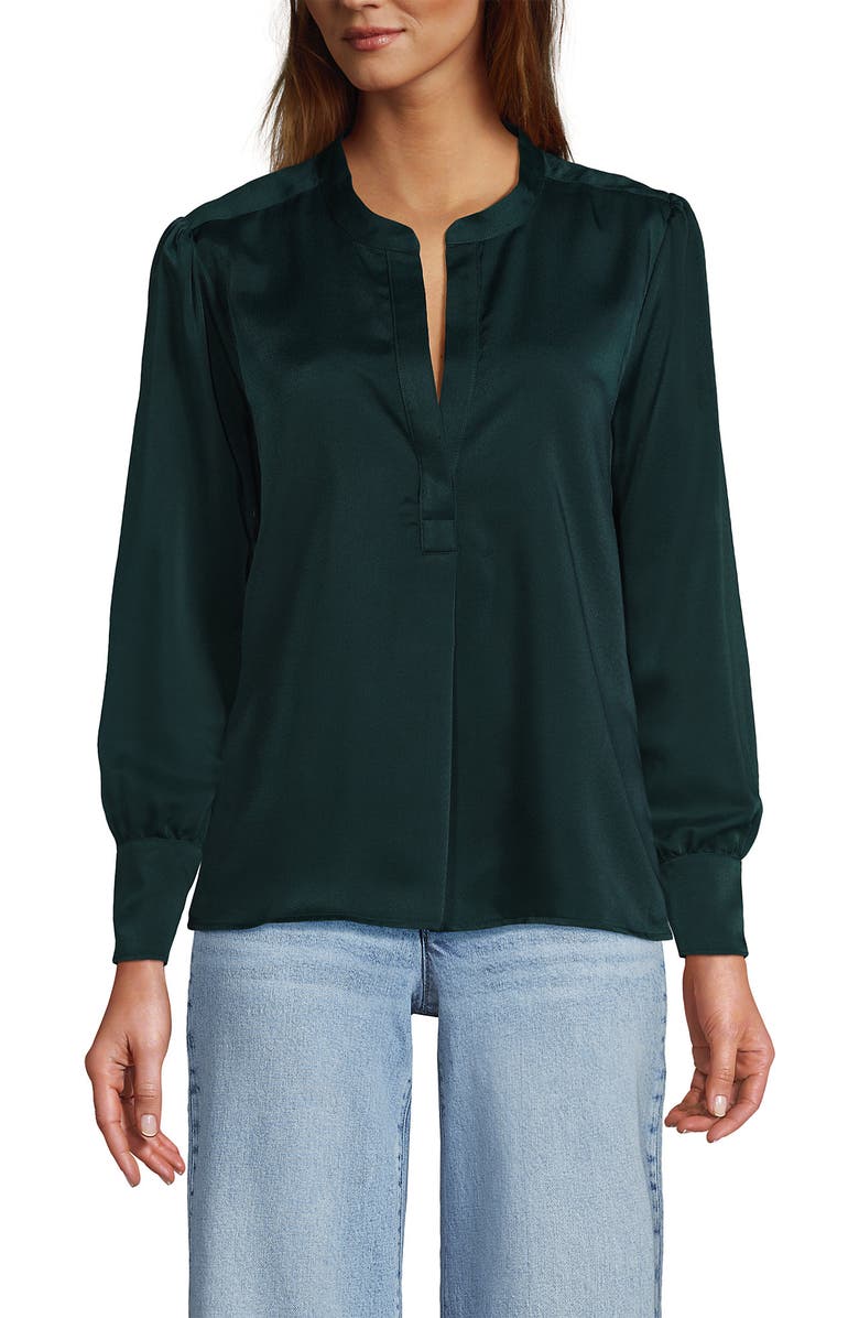 Lands' End Satin Popover Shirt, Main, color, 