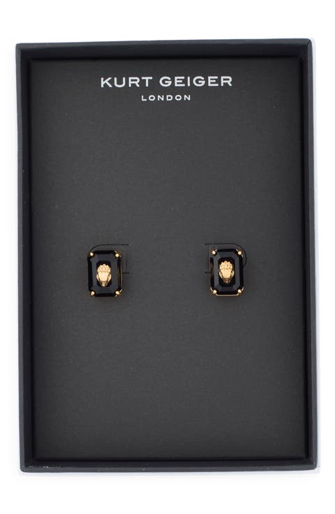 Emerald Cut Crystal Eagle's Head Stud Earrings