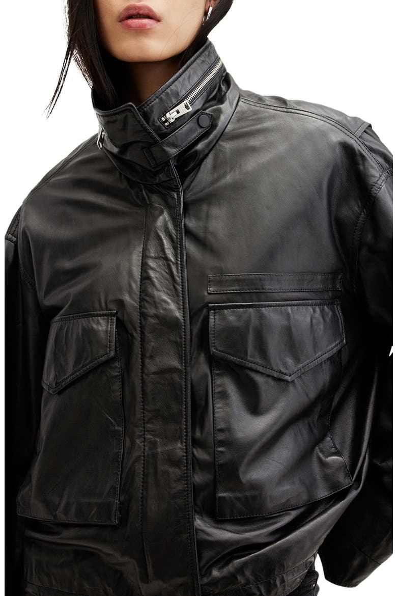 Clay Leather Jacket, Alternate, color, BLACK