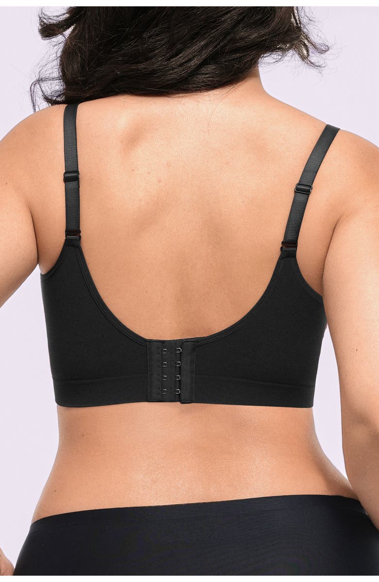 Shapellx Wireless Seamless Comfy Non Padded V Neck Bra, Alternate, color, Black