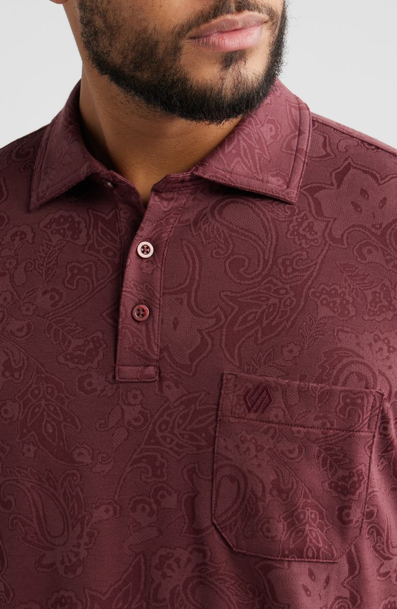 Johnston & Murphy Evans Paisley Jacquard Polo, Alternate, color, Burgundy Paisley