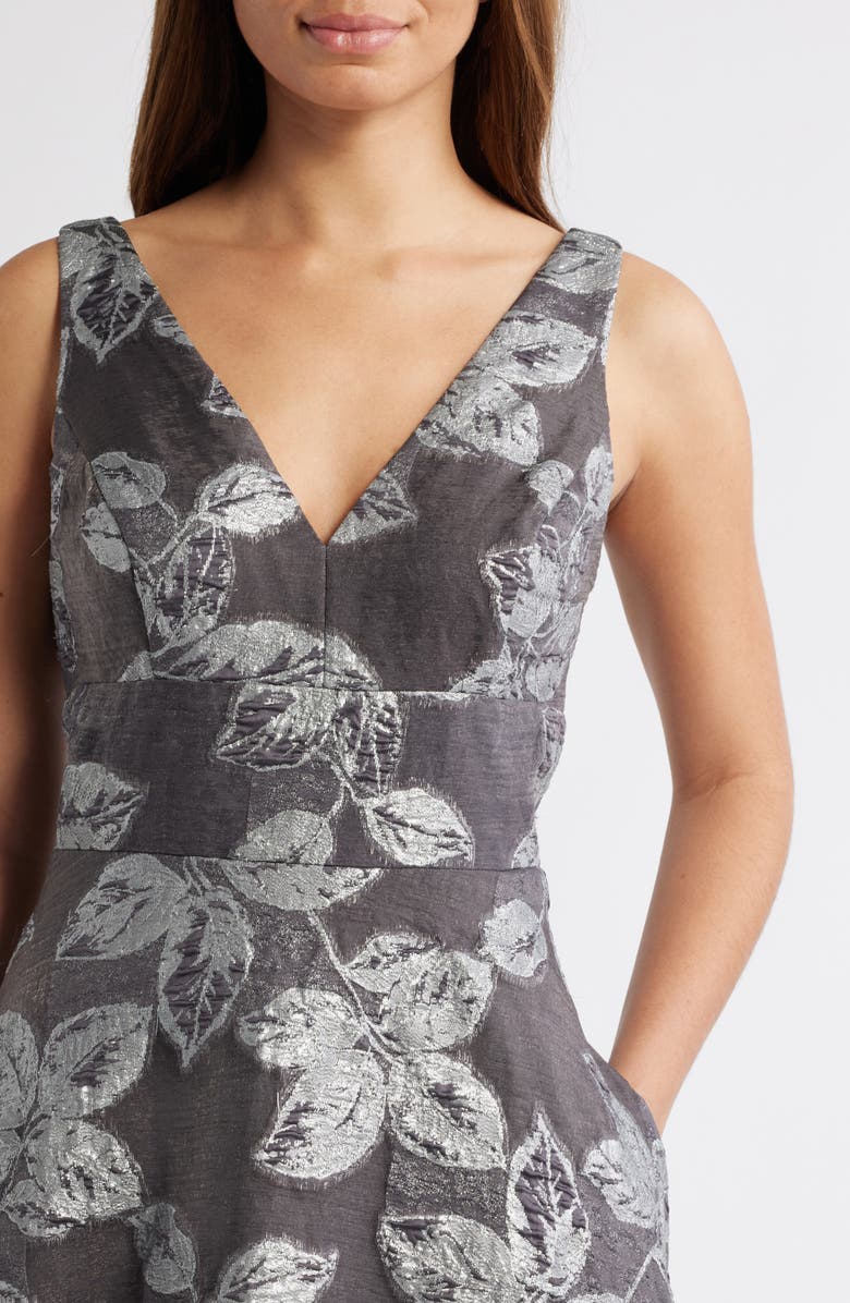 Eliza J V-Neck Sleeveless Jacquard Ballgown, Alternate, color,