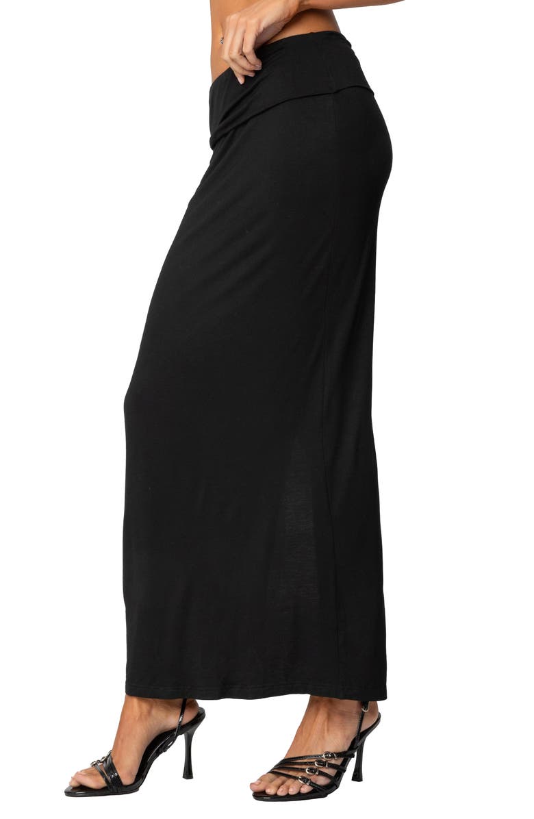 EDIKTED Johanna Foldover Maxi Skirt, Alternate, color, Black