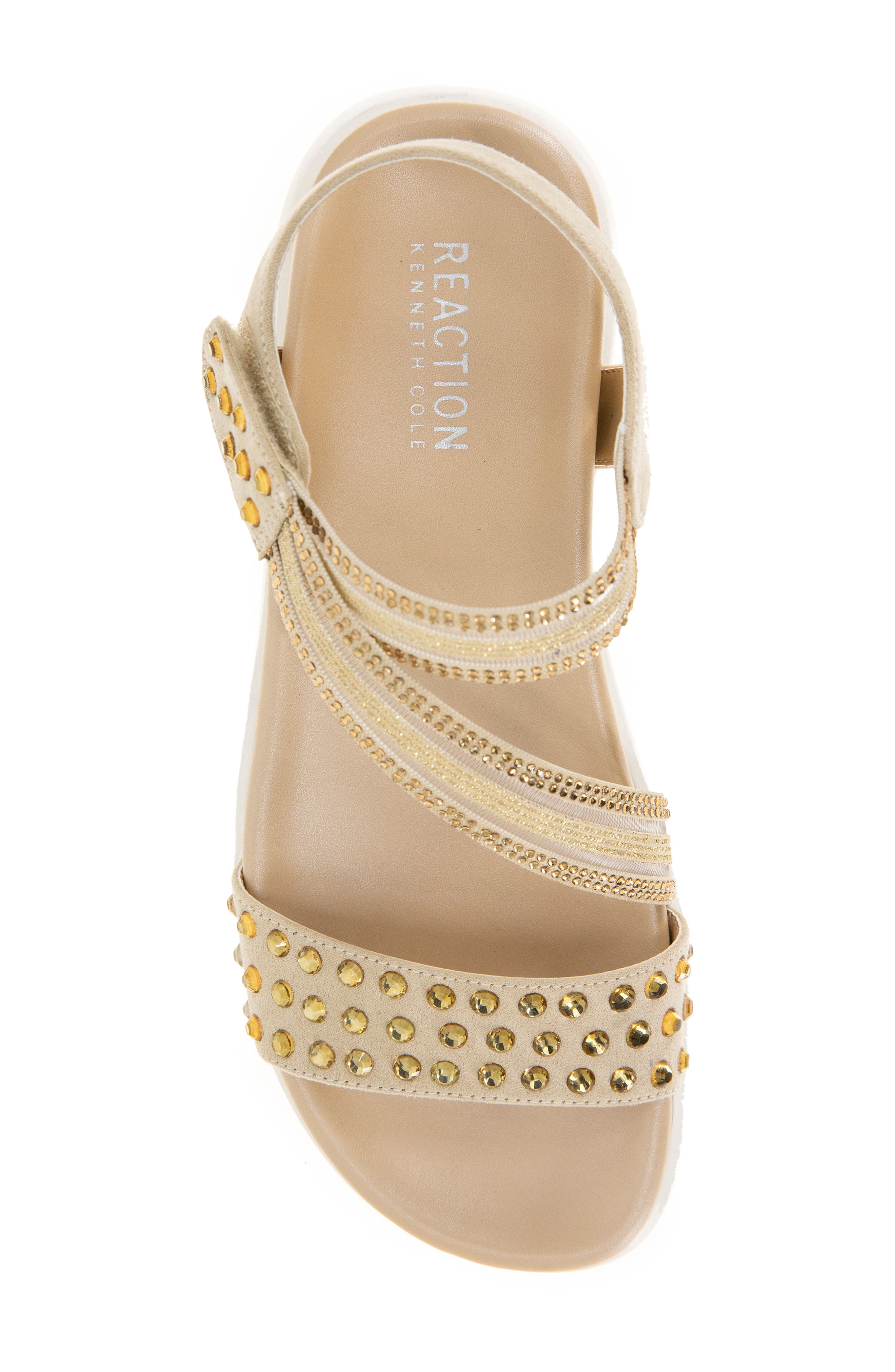 Reaction Kenneth Cole Taryn Rhinestone Strap Sandal, Alternate, color, Ecru Jewel