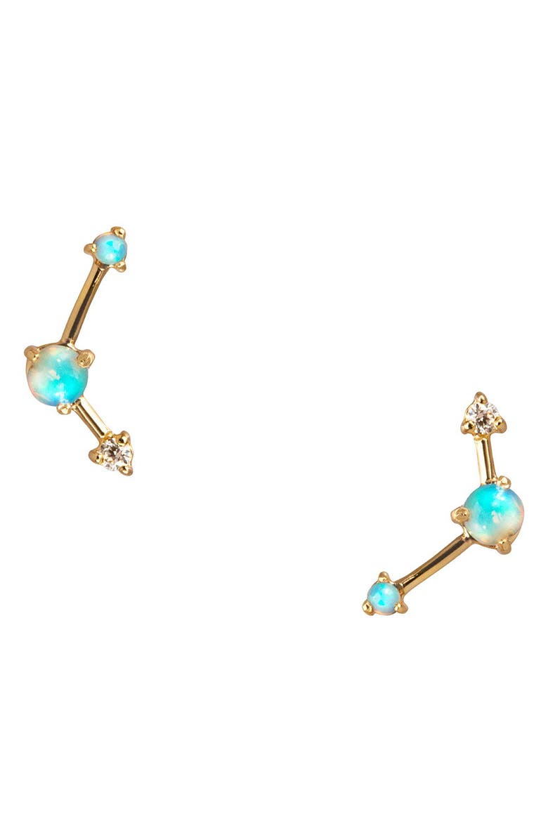 Wwake Counting Collection Three-Step Opal & Diamond Point Earrings, Main, color,