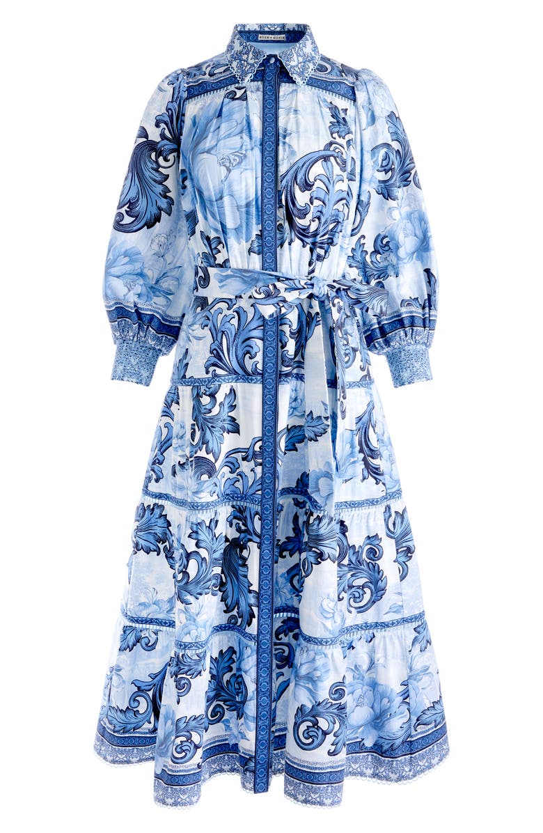Alice + Olivia Geneva Print Belted Midi Shirtdress, Alternate, color, 