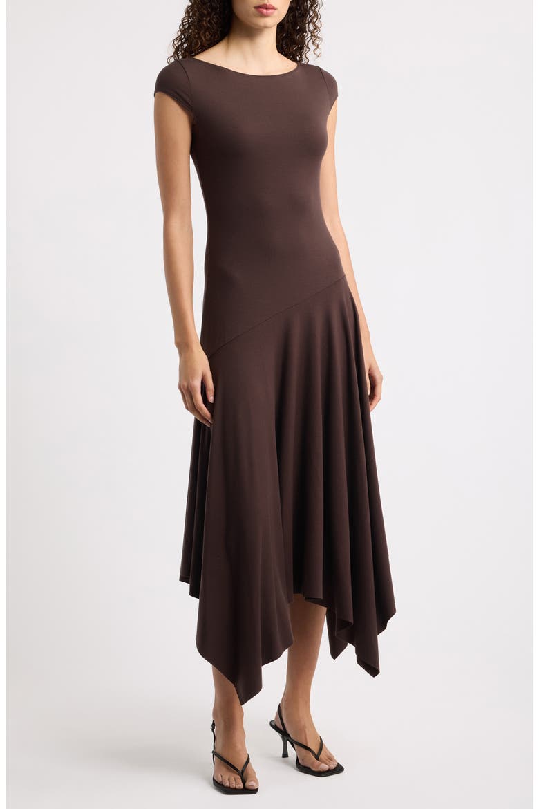 Danica Handkerchief Hem Knit Dress, Main, color, MOLE