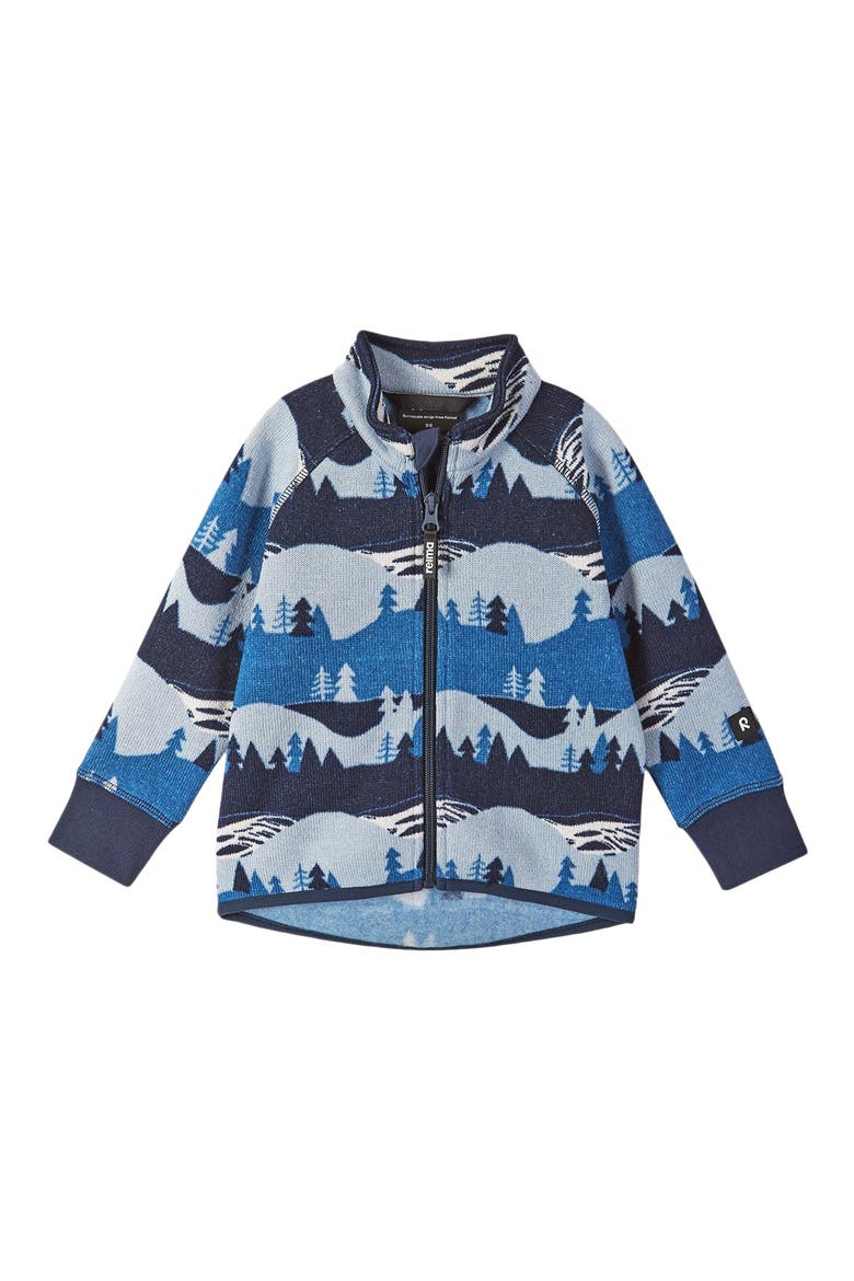 Kids' Alpine Print Sweater Fleece Zip-Up Jacket, Main, color, SOFT NAVY