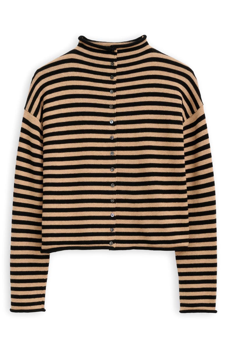 Alex Mill Taylor Stripe Cotton & Cashmere Cardigan, Alternate, color, Black/Camel