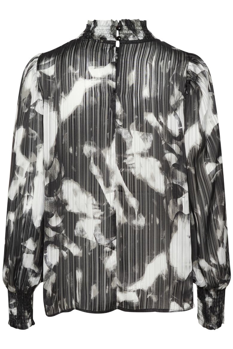 Kalifa Chiffon Mock Neck Blouse, Alternate, color, Black/Grey Blurry