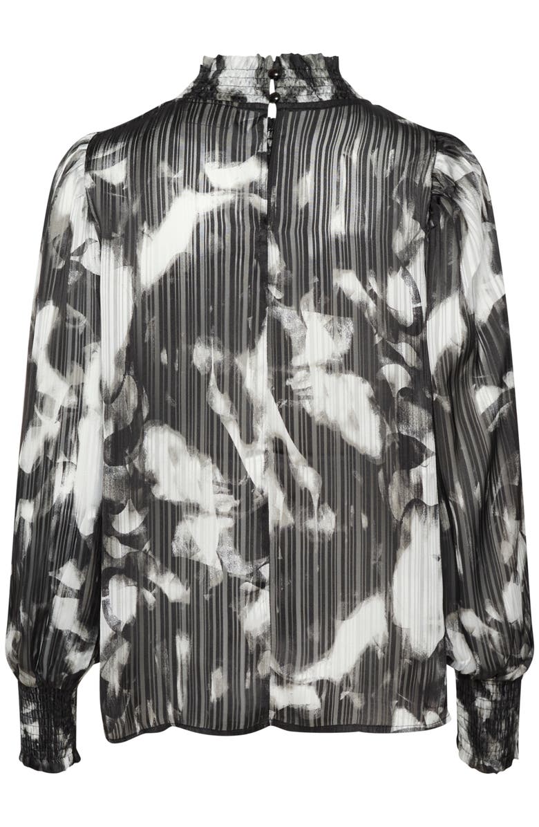 Kaffe Kalifa Chiffon Mock Neck Blouse, Alternate, color, Black/Grey Blurry