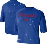 Nike Women's Nike Royal Philadelphia 76ers Courtside Splatter Cropped T-Shirt