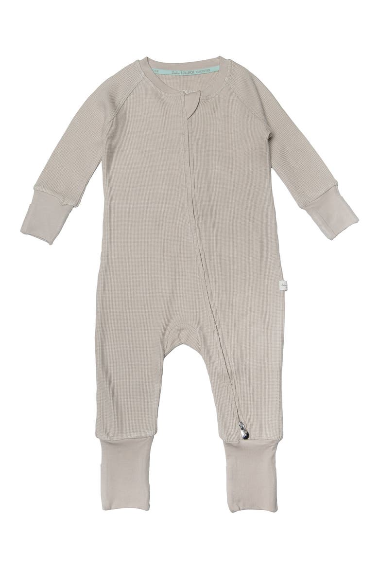 Waffle Knit Zip Romper, Main, color, SILVER BIRCH