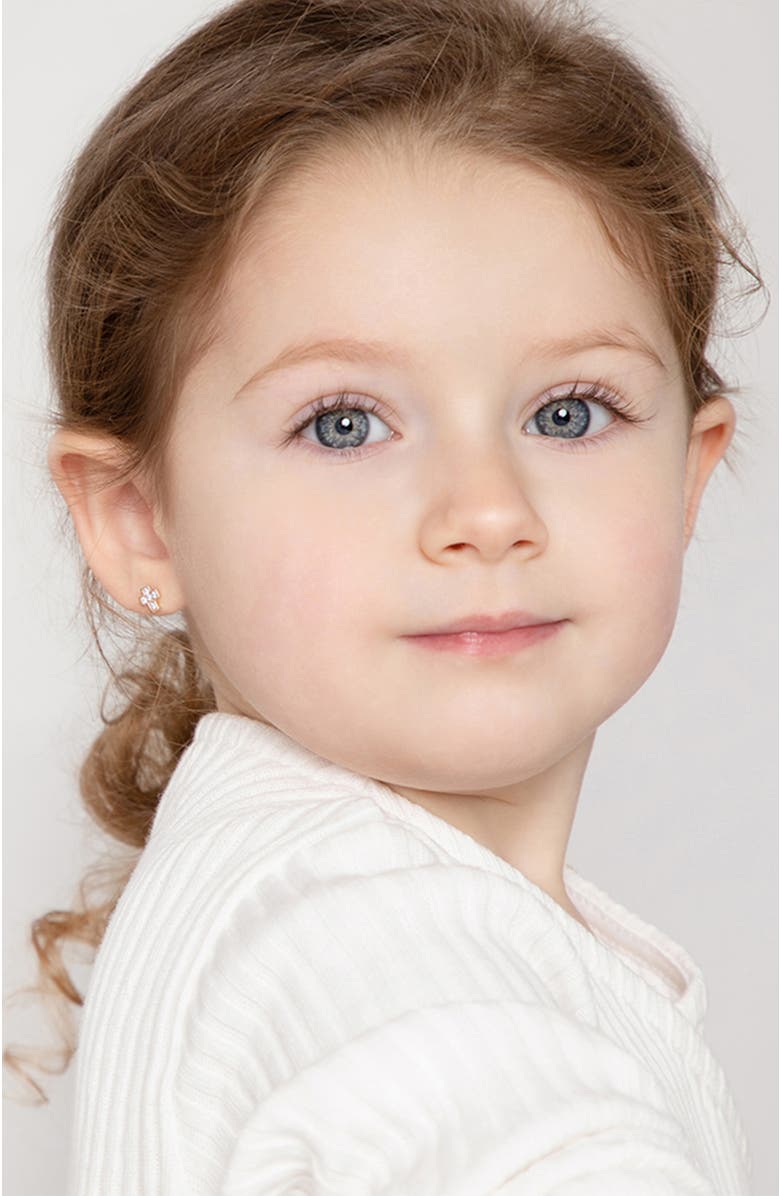 In Season Jewelry 14k Petite Cubic Zirconia Cross Earrings, Alternate, color, Gold