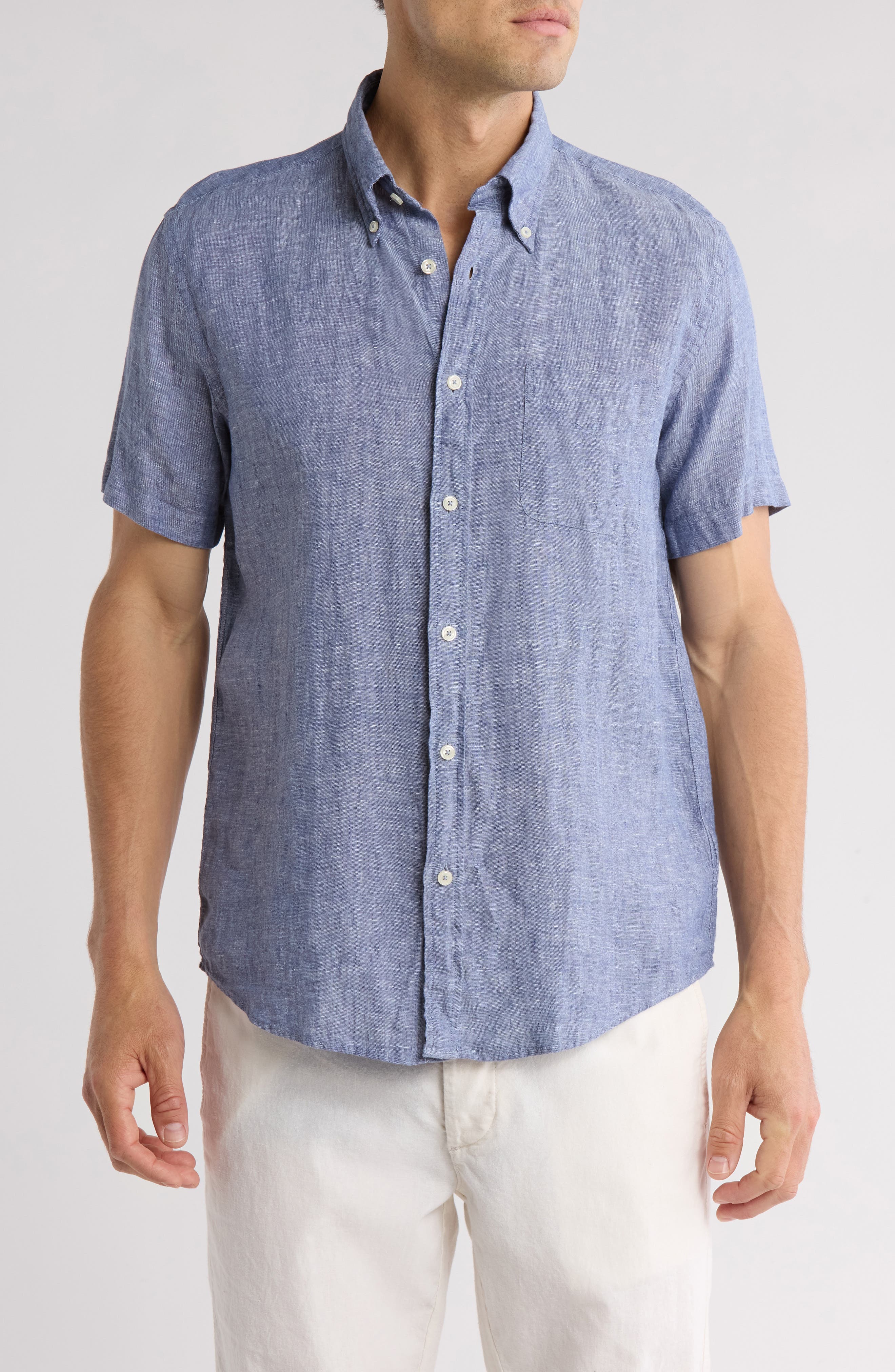 Brooks Brothers Sport Fit Linen Short Sleeve Button-Down Shirt
