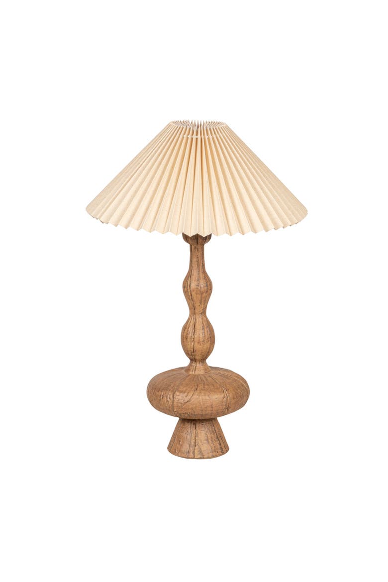 Table Lamp with Pleated Shade, Main, color, Brown