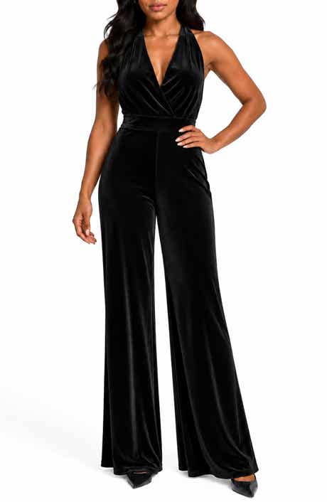 Ruby Halter Neck Velvet Jumpsuit