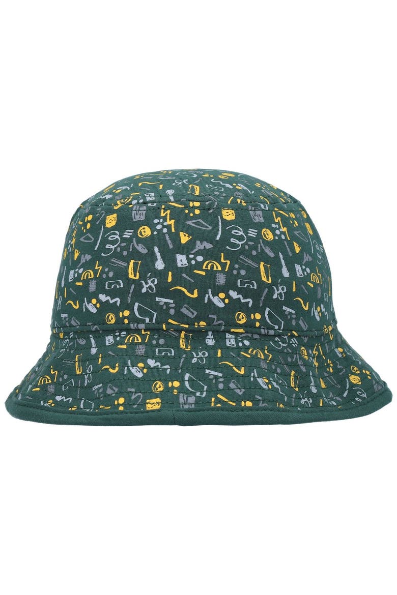 Youth New Era Green Oakland Athletics Pattern Bucket Hat, Alternate, color, Green