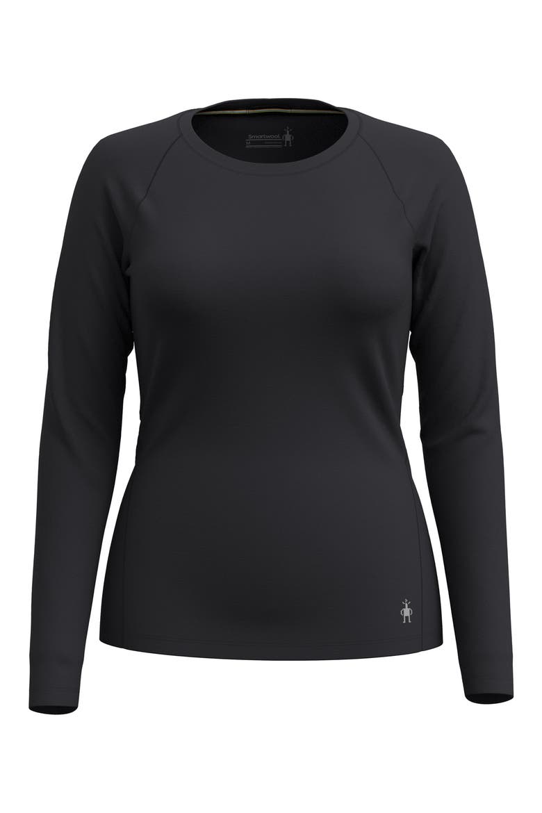 Merino Wool Base Layer Crew Top, Alternate, color, BLACK