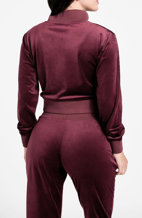 Guess Couture Velour Zip-up Sweatshirt In Purple