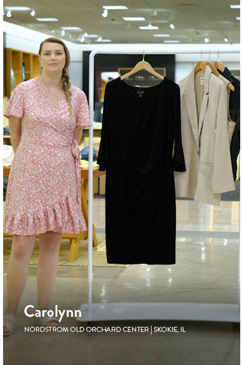 Ruched Bell Sleeve Faux Wrap Cocktail Dress video