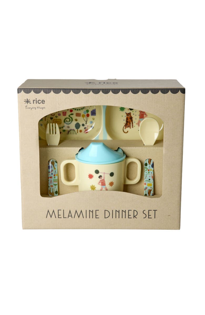 Rice by Rice Melamine Baby Dinner Set Fun Fair, Main, color, Mint