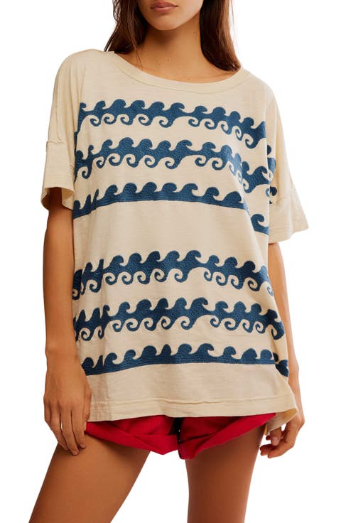 Chill Vibes Oversize Embroidered Cotton T-Shirt