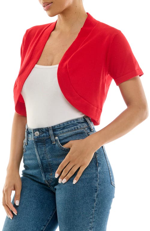 Nina Leonard Knit Bolero In Real Red