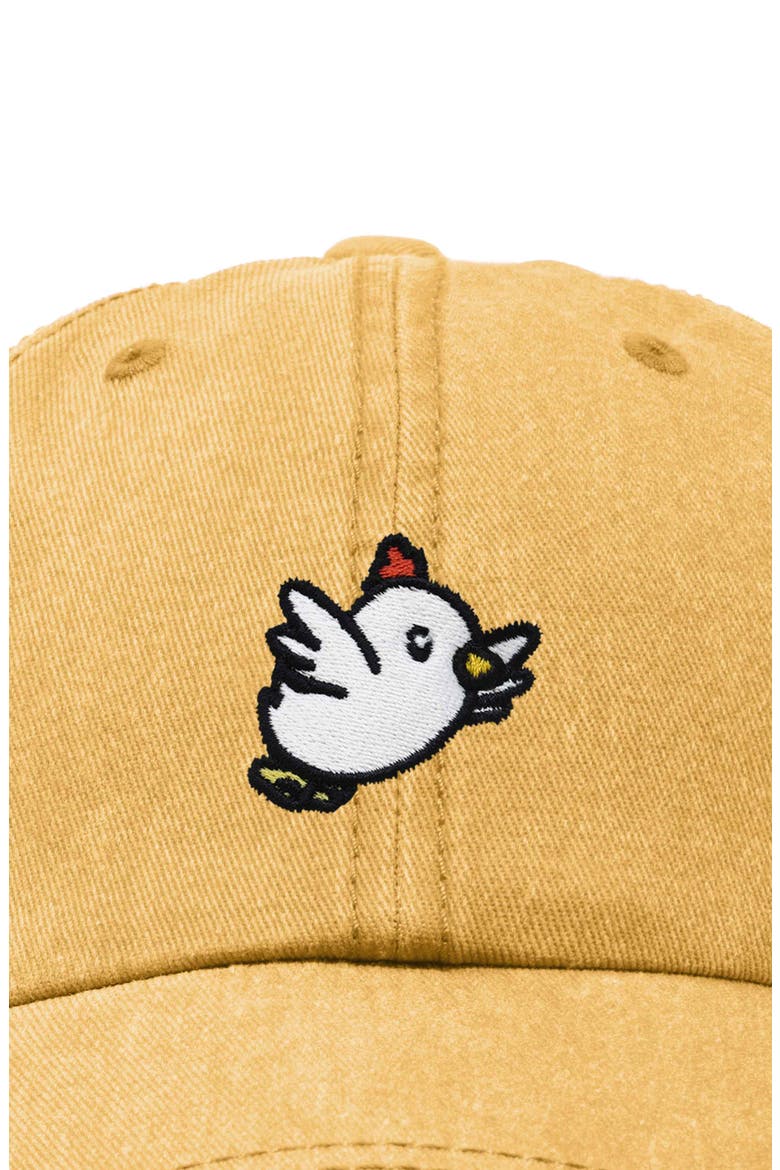 Chicken Embroidered Cotton Cap, Alternate, color, Washed Gold