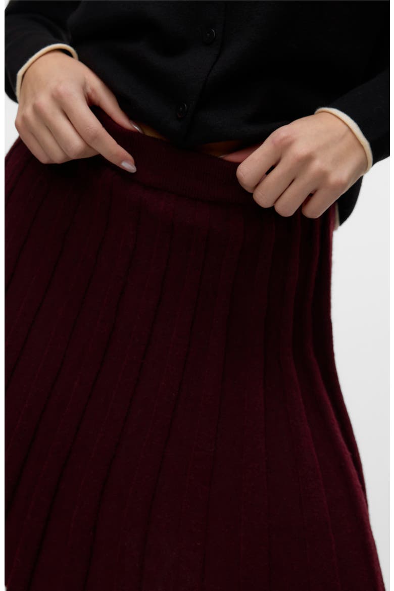Marina Pleated Knit Skater Miniskirt, Alternate, color, WINE TASTING DETAIL