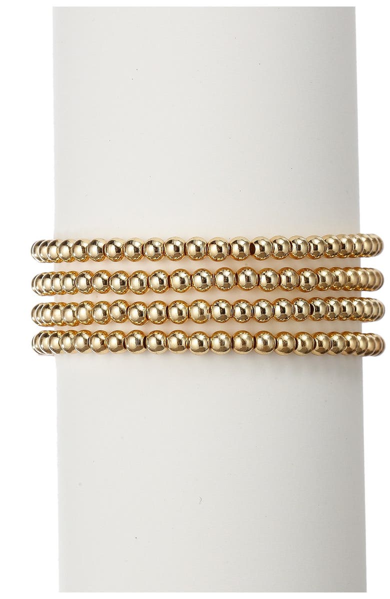 EYE CANDY LOS ANGELES 18K Gold Plated Beaded Stretch Ball Bracelet Set, Main, color, Gold
