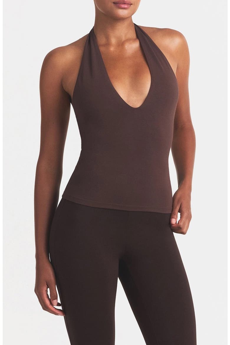 Smooth Layer Halter Top, Alternate, color, COCOA