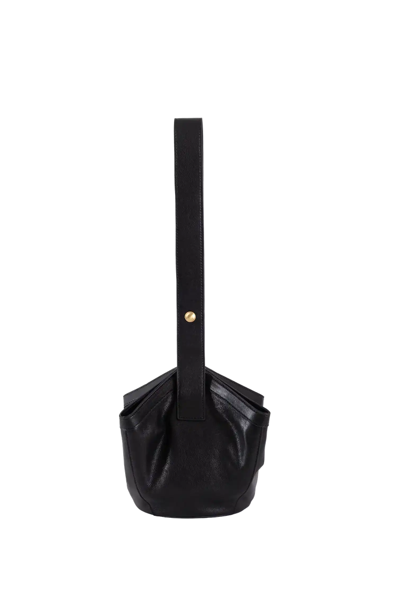 Esthera 1111AM Leather Shoulder Bag, Alternate, color, Black