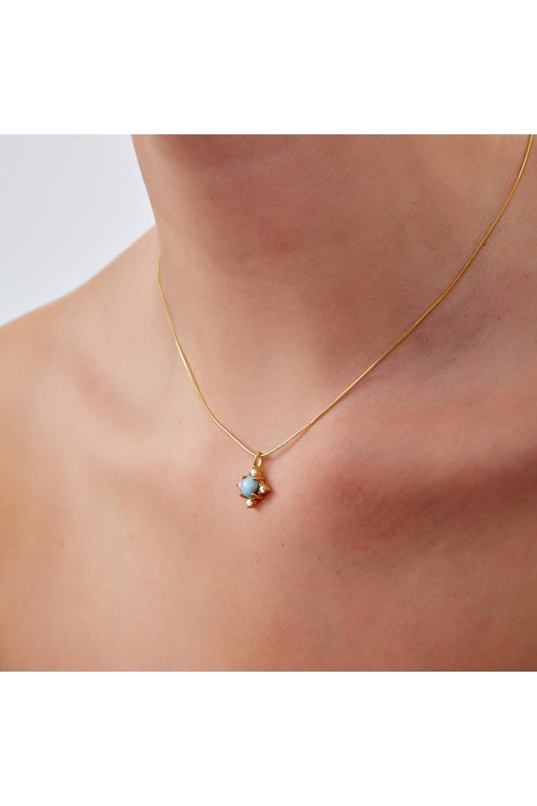 Blue Moonstone Sterling Silver Pendant Necklace With Fine Italian Chain, Alternate, color, Gold
