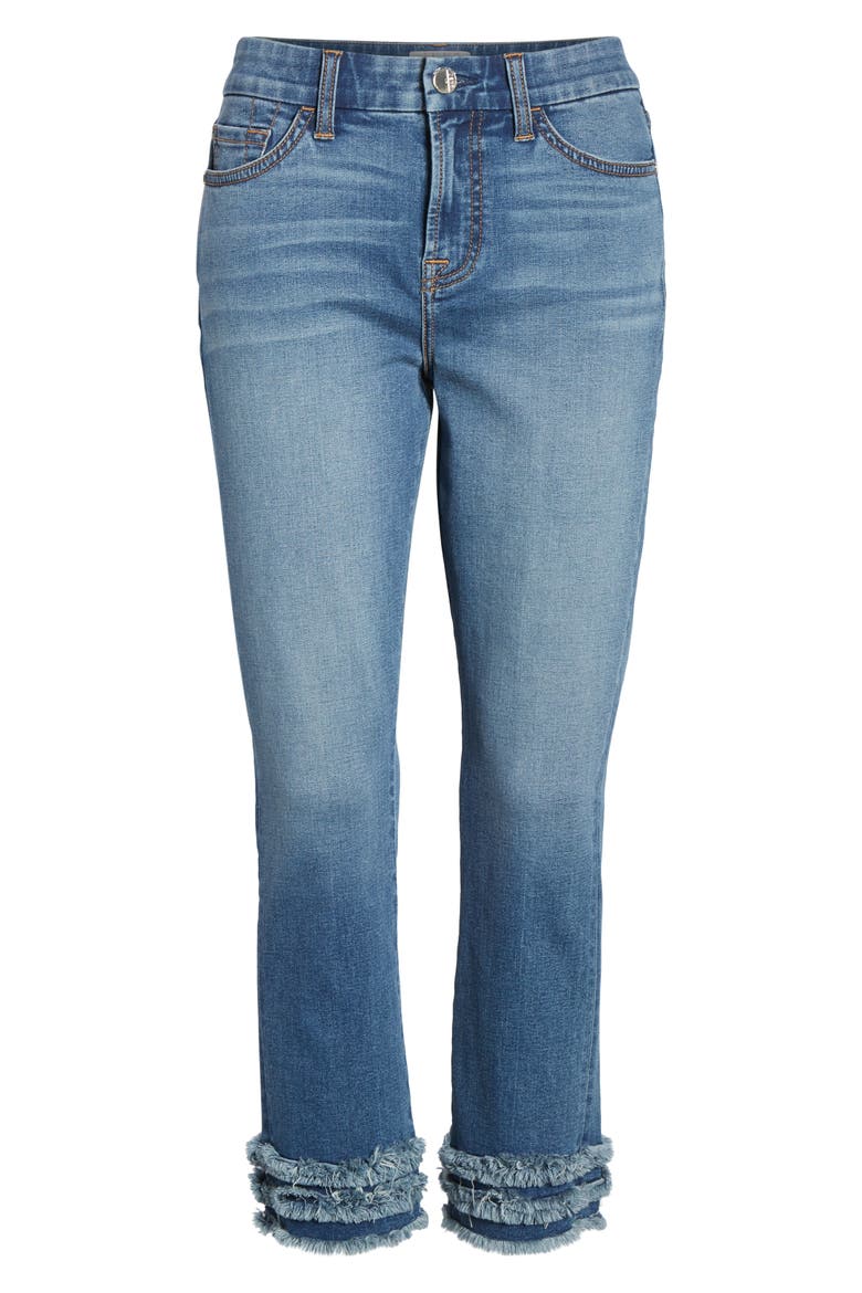 JEN7 Cropped Fringe Hem Jeans, Alternate, color, SUNSET