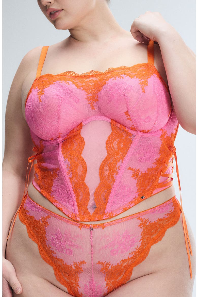 Lacestruck Bustier, Alternate, color, ROSE DAY PINK/ SOL ORANGE