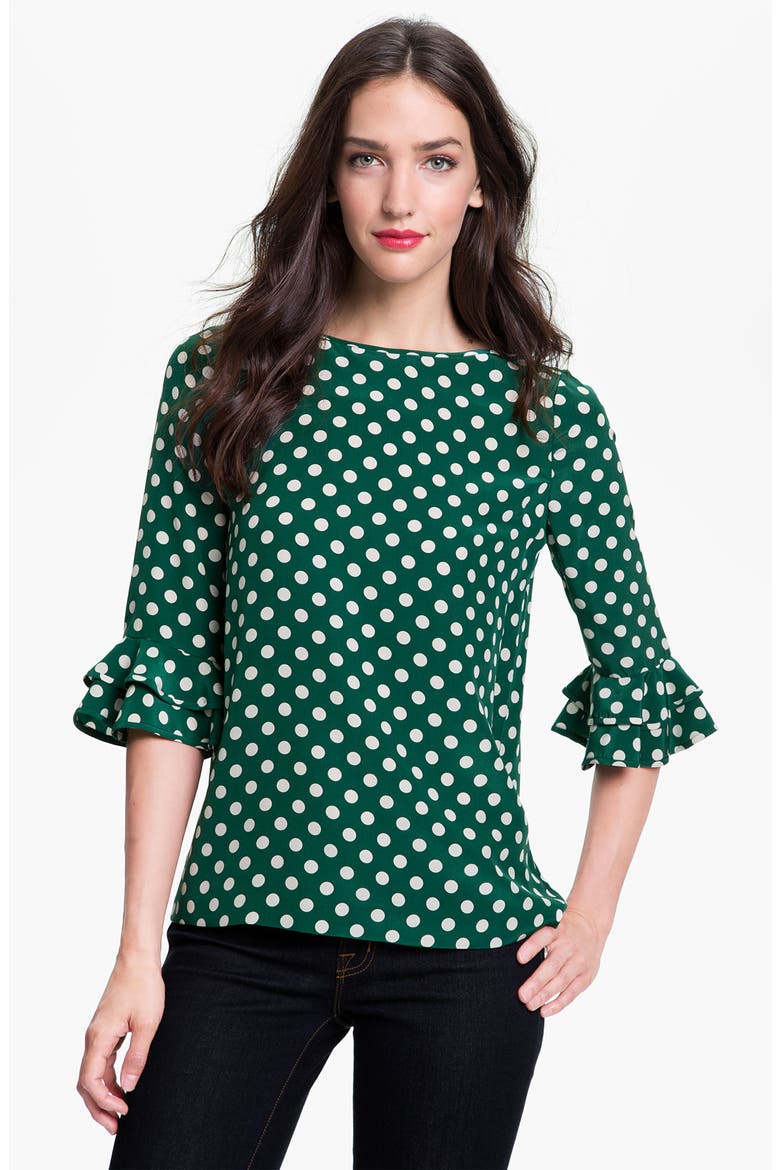 'evi' silk blouse, Main, color, EUCALYPTUS/ CEMENT