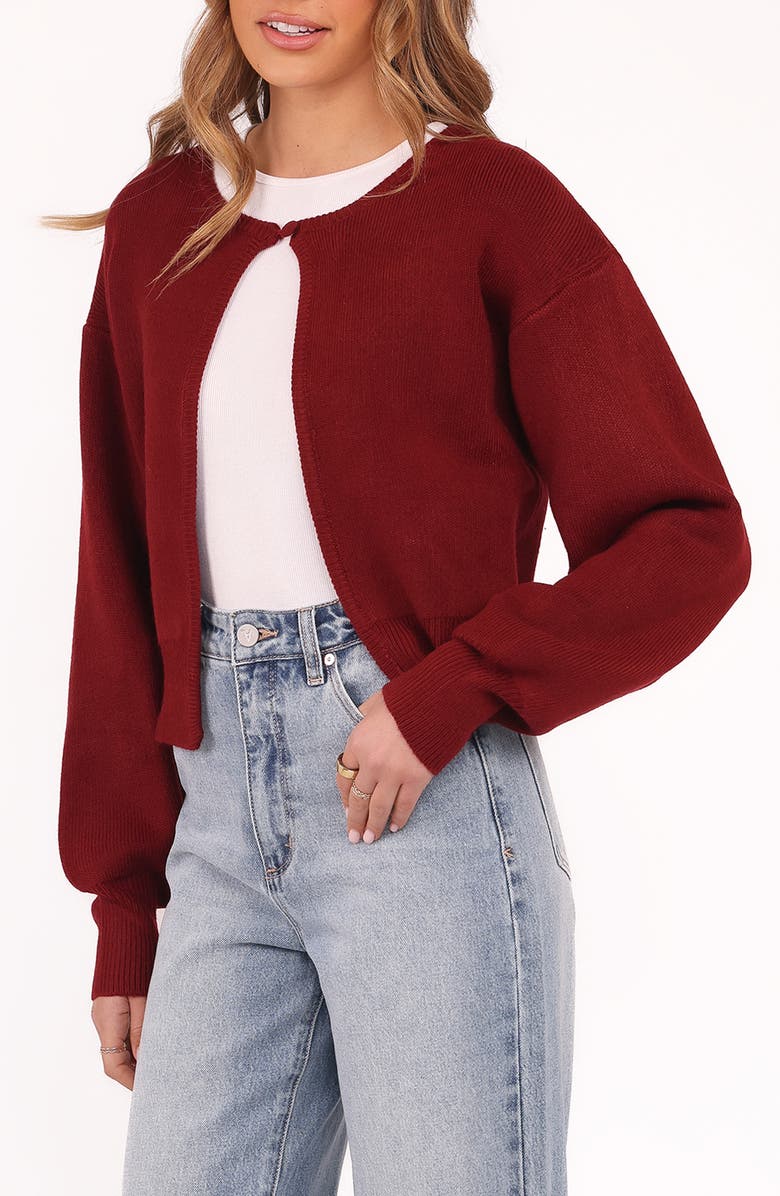 Petal & Pup Ripley One-Button Cardigan, Alternate, color, Berry