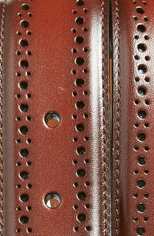 Allen Edmonds Manistee Brogued Leather Belt In Brown