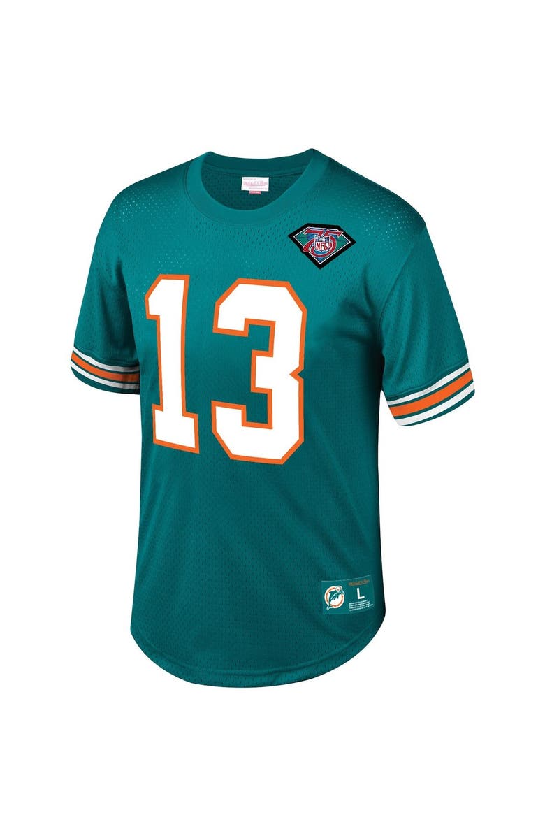 Mitchell & Ness Men's Mitchell & Ness Dan Marino Aqua Miami Dolphins Big & Tall Retired Player Mesh Crewneck Top, Alternate, color,