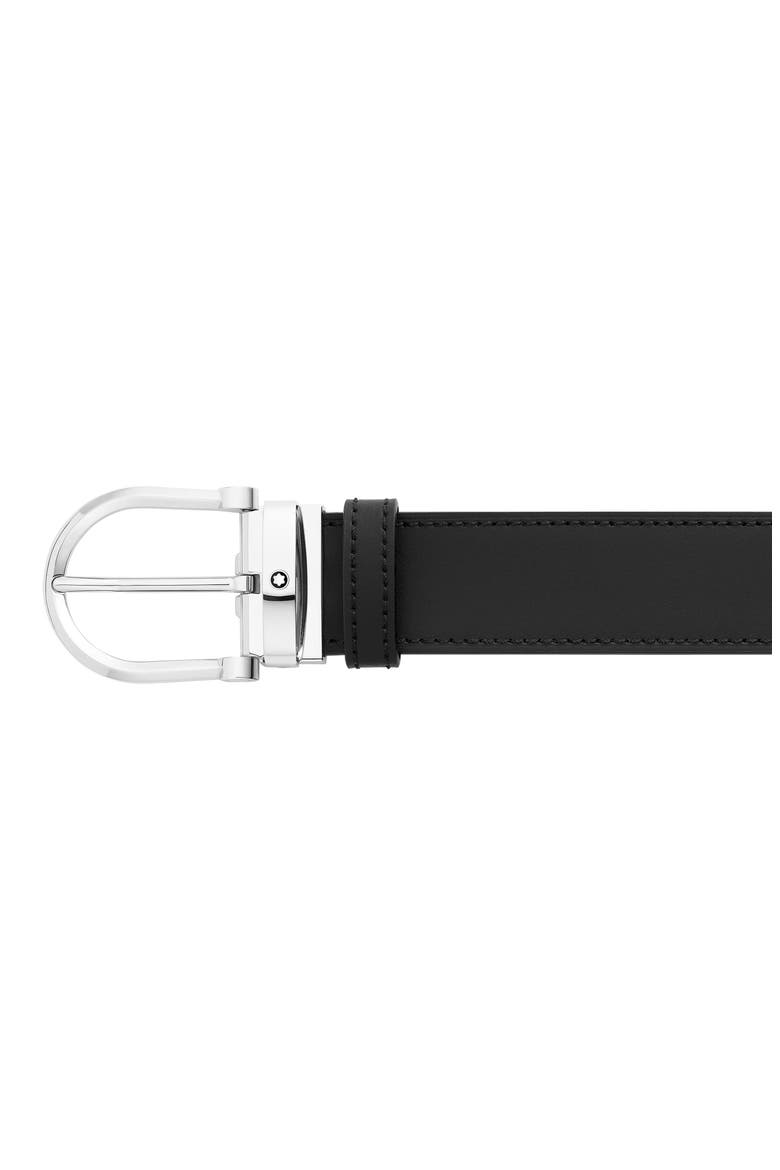 Reversible Horseshoe Buckle Leather Belt, Alternate, color, BLACK BROWN