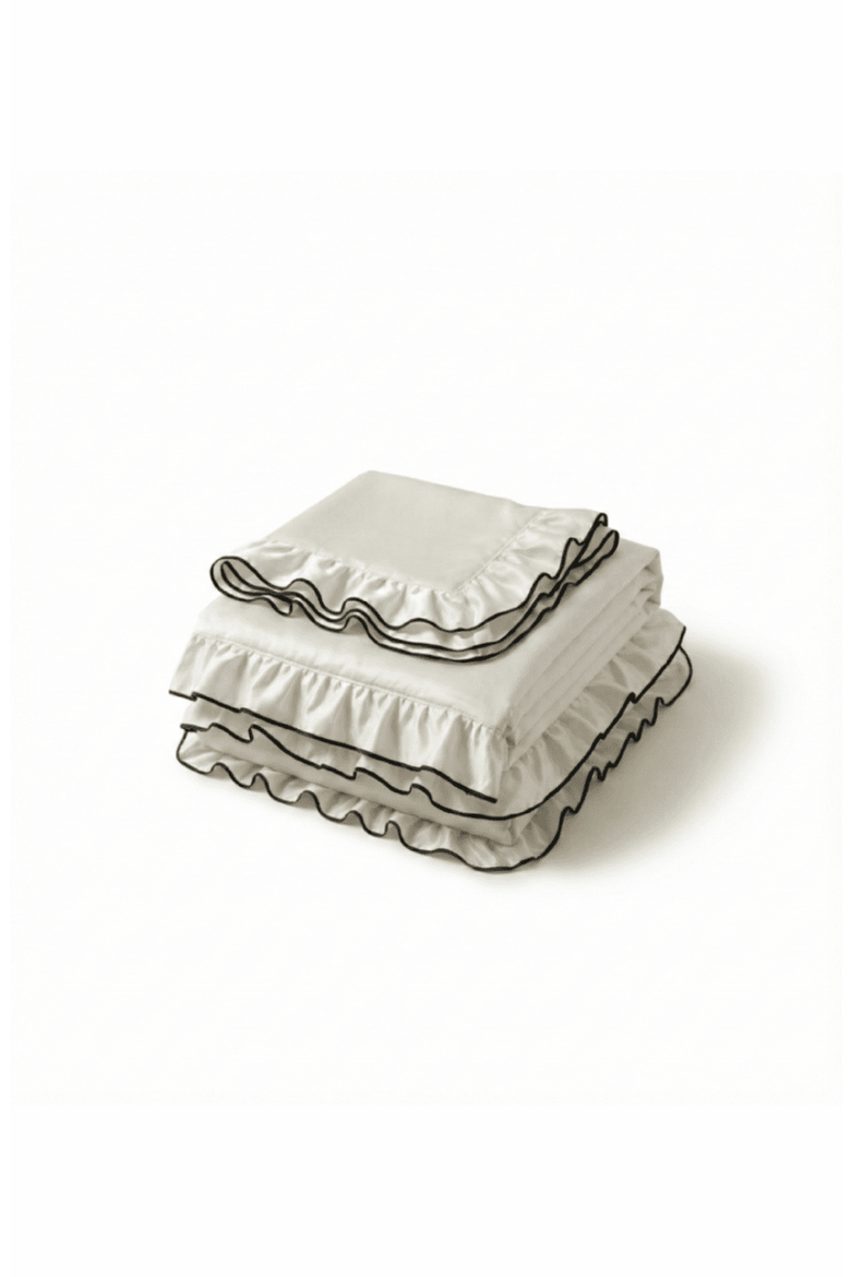 Silky Ruffle Bedding Set, Main, color, Ivory White, Flat