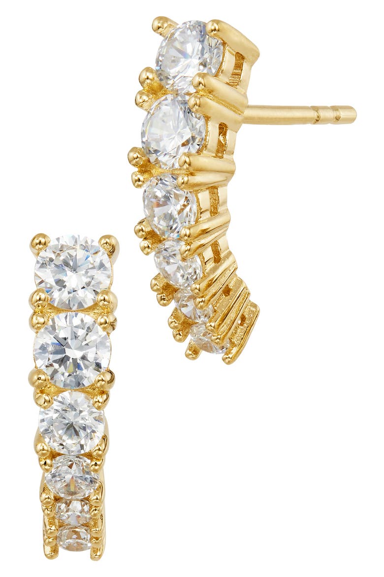 Cubic Zirconia Arched Stud Earrings, Main, color, YELLOW