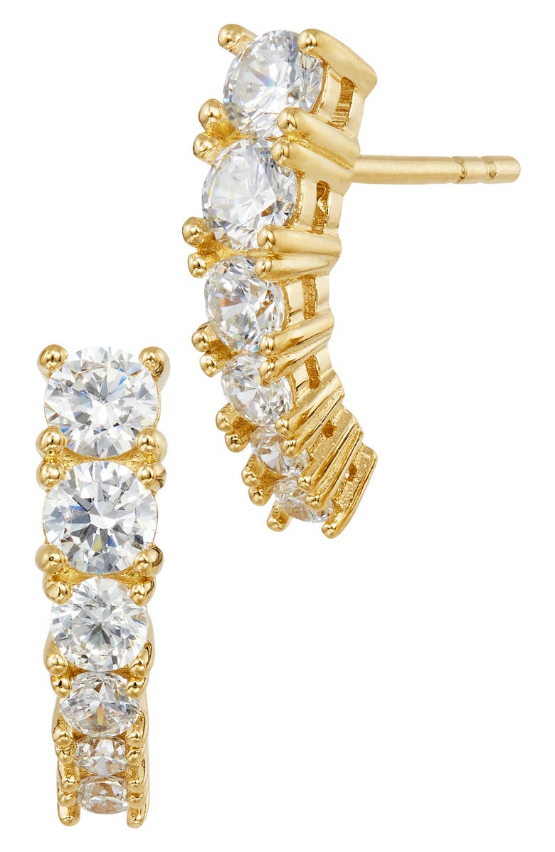 SAVVY CIE JEWELS Cubic Zirconia Arched Stud Earrings, Main, color, Yellow
