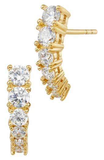 Cubic Zirconia Arched Stud Earrings