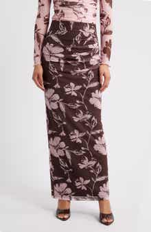 Petal & Pup Navida Ruched Mesh Midi Skirt