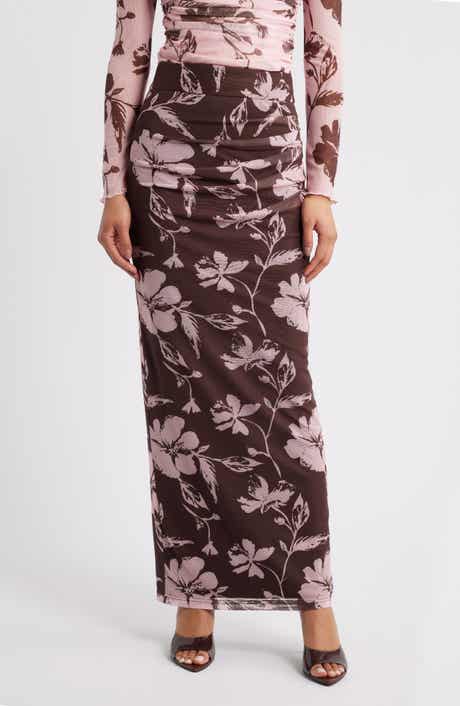 Petal & Pup Navida Ruched Mesh Midi Skirt