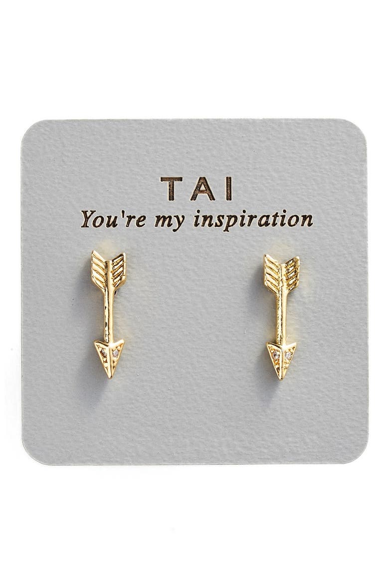 Stud Earrings, Alternate, color, GOLD ARROW