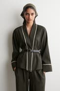 COS Contrast-piped Belted Wrap Top