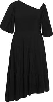 City Chic Ada Ruffle Hem Asymmetric Maxi Dress